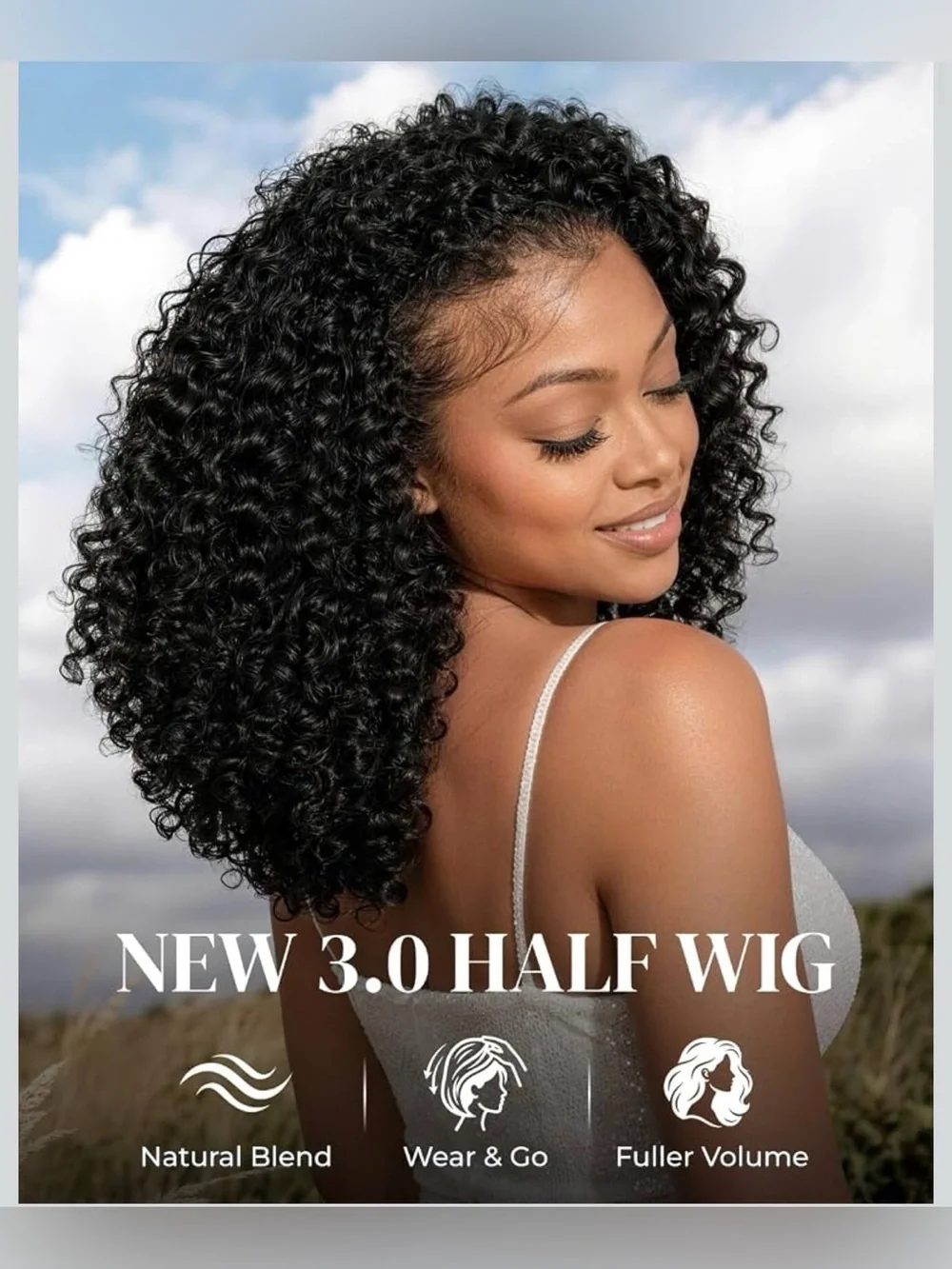 Arabella AC Curly Half Wig Human Hair No Glueless with Drawstring 210% Density U